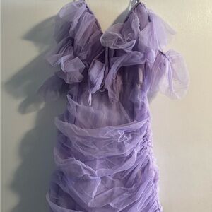Lilac Ruffled Mini Dress - Women